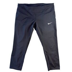 Nike Dri-FIT Womens Black Running Leggings Cropped Zipper Pocket XL RN56323